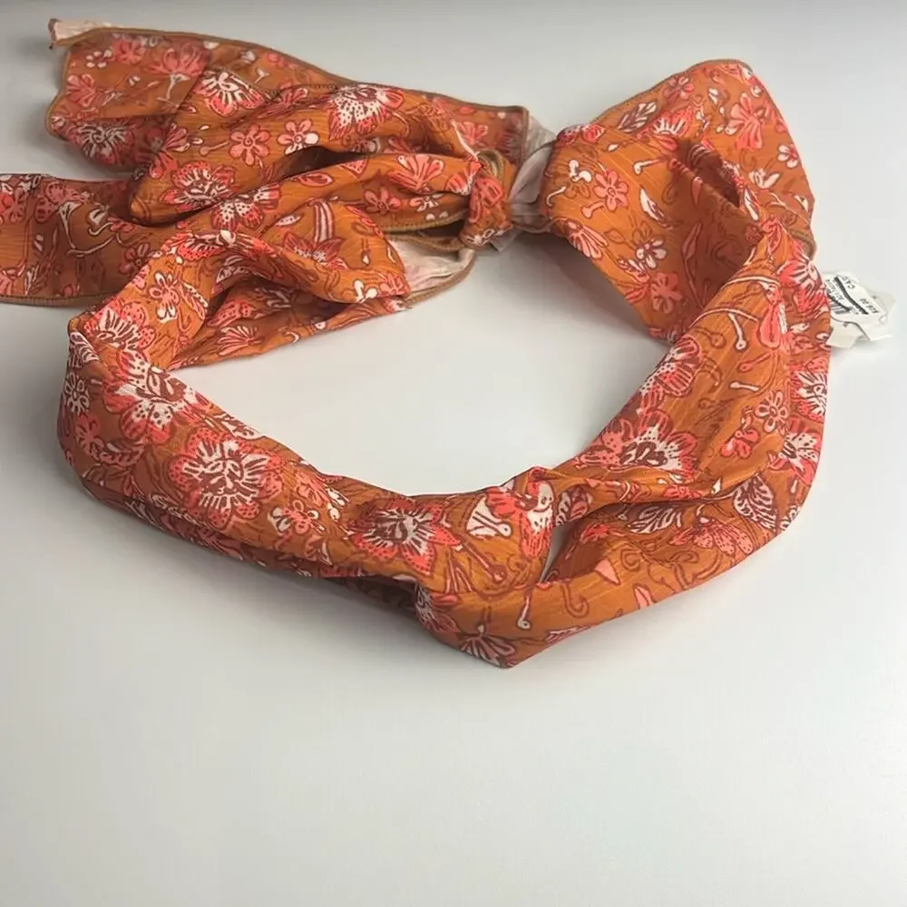 ANTHROPOLOGIE • Orange/Pink Floral Twist Headband